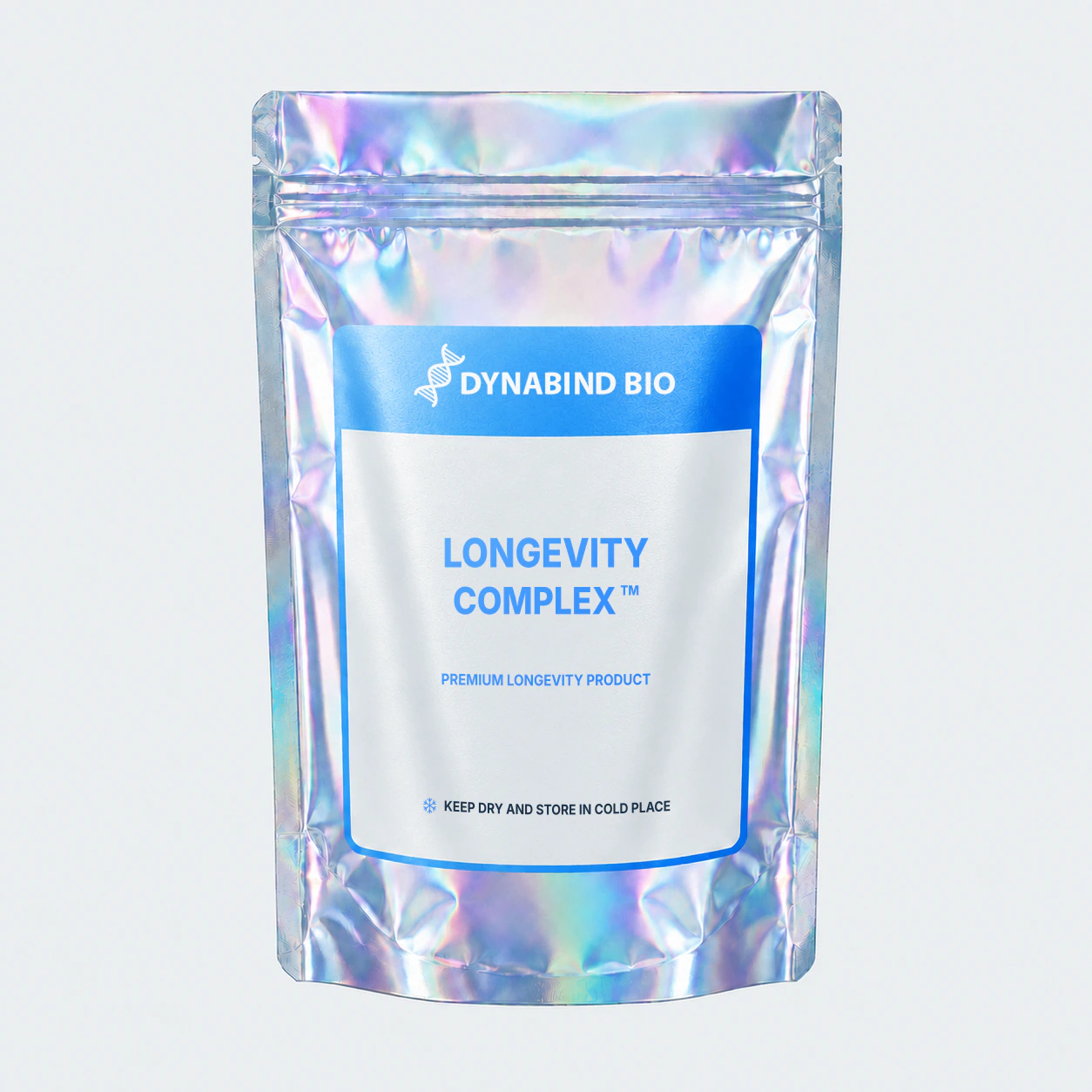 Longevity Complex™ supplement pouch for multi-pathway healthy-aging and cellular-maintenance research by DynaBind Bio